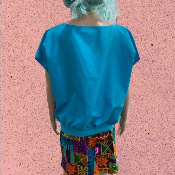 Vintage R&J sky blue oversized baggy 80’s Lightweight Short Sleeved Top Large - Picture 4 of 5